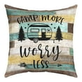 thumbnail image 2 of Camping Throw Pillow Covers,Camper Themed Pillow Covers Camper Decor,RV Travel Car Camping Accent Pillow Cases,Sketch Drawing Wood Vintage Cushion Covers Teal Brown 16x16 inch set of 2, 2 of 7