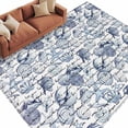 thumbnail image 2 of Summer Ocean Washable Living Room Rugs 5'x7', Blue Retro Conch Starfish Shell Low Pile Throw Large Area Rugs Non-Slip Sturdy Edge Binding Carpet for Dining Room Bedside Kitchen, 2 of 9