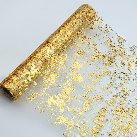 Corredor de Mesa Reino de Nieve Brillante Metálico Dorado 28 cm x 10 m