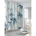 thumbnail image 3 of Fsddascl Blue Botanical Shower Curtain Set - 60" x 72" Washable Bathtub Curtain with 12 Hooks, Watercolor Leaves Vintage Branch Waterproof Fabric Stall Shower Curtains for Bathroom/Bathtub Décor, 3 of 6