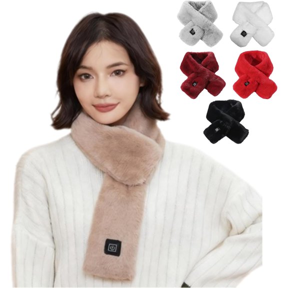 Heatwave Scarf - Hidden Pocket, Rechargeable Heated Scarf, Neck Warme with 3 Heat Settings, Soft, Safe, Washable, with Overheat Protection (Coffee)