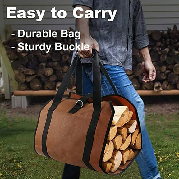 Firewood Carrier 55x18 Inch Durable Canvas Log Carrier Heavy Duty Tote,Fire Place Sturdy Wood Carring Bag with Handles Security Strap for Camping Indoor