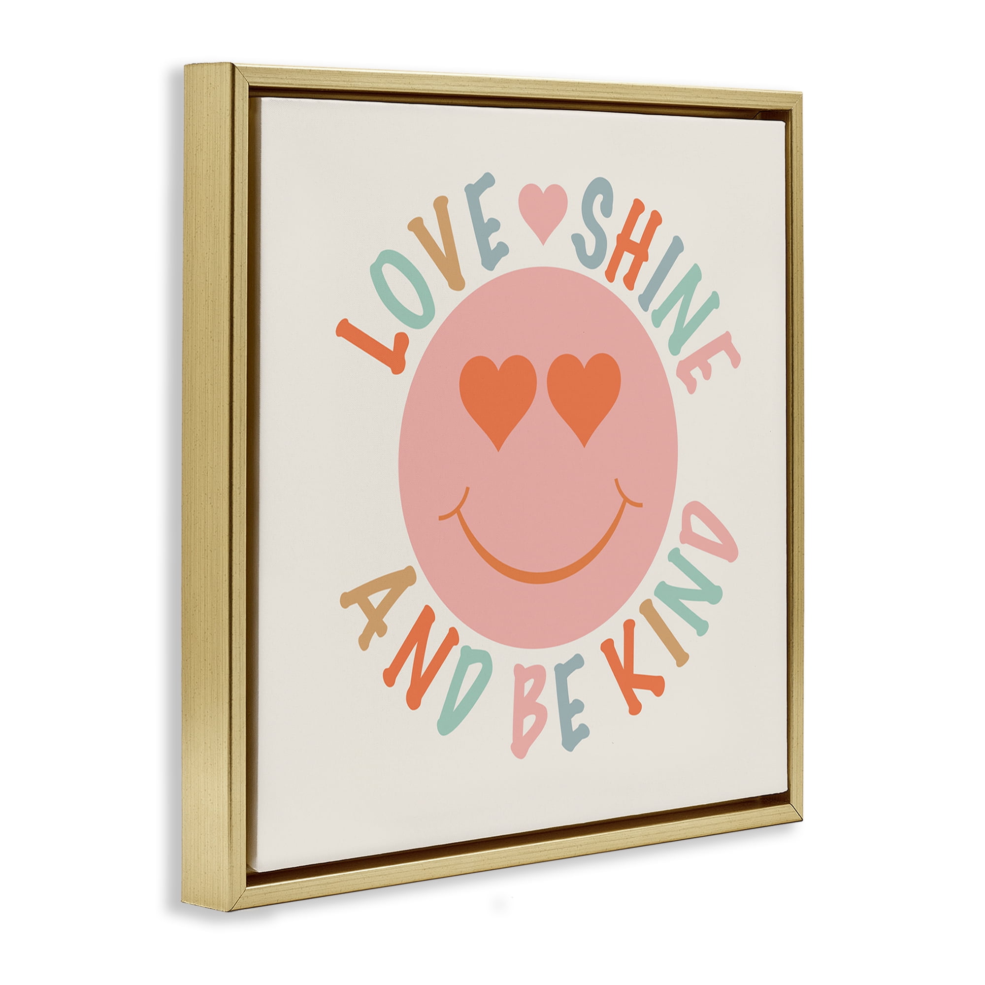 Stupell Industries Retro Be Kind Text & Numbers Painting Gold Floater Framed Canvas Art Print Wall Art, 18 x 18