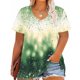 thumbnail image 2 of Tamaño Más Manga Corta Tops para la Impresión de Cuello en V de las Mujeres, Color Sólido Base de Verano Blusa Casual, 2 of 6