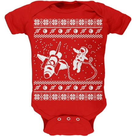 Astronaut in Space Ugly Christmas Sweater Red Soft Baby One Piece