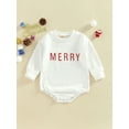 thumbnail image 2 of Bagilaanoe Newborn Baby Girl Boy Christmas Rompers Letter Print Long Sleeve Bodysuits 6M 12M 18M 24M Infant Casual One Piece Short Jumpsuit, 2 of 7