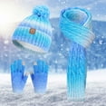 thumbnail image 3 of Children's Hat Scarf and Gloves Set for Boys Girls, Winter Outdoor Fleece Lined Warm Knitted Pom Pom Pullover Cap Ear Protection Cold Weather Gear for School Commute Everyday Casual Apparel, 3 of 8