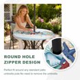 thumbnail image 4 of Round Outdoor Tablecloth with Umbrella Hole and Zipper, Sky Blue Ocean Starfish Tablecloth with Elastic Waterproof, Summer Coastal Coral Conch Patio Table Covers for 55" - 60" Picnic Pool Tables, 4 of 9