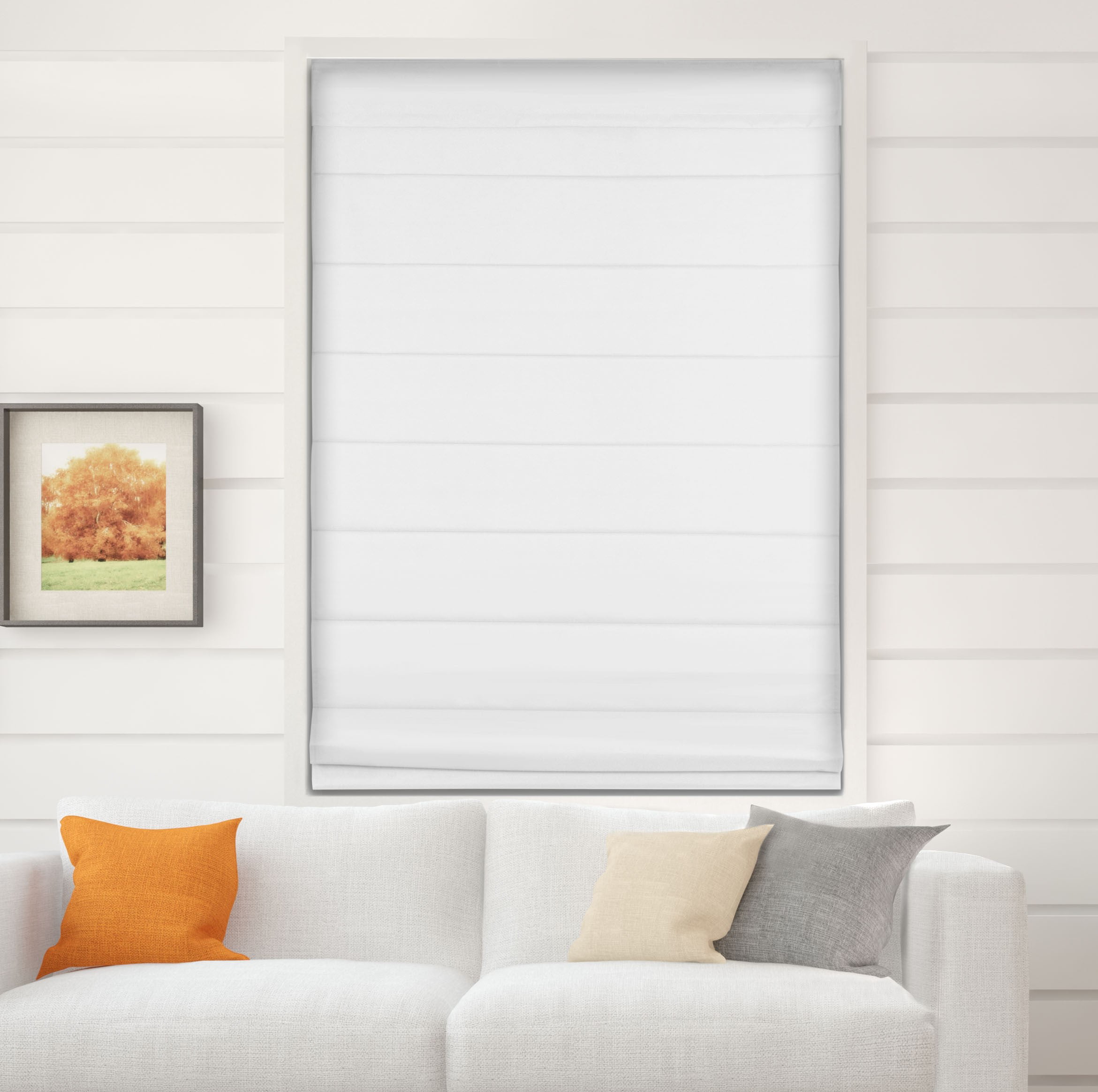 Arlo Blinds Thermal Room Darkening Cordless Fabric Roman Shades, Color White, Size 32.5"W X 72