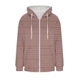 thumbnail image 6 of Womens Hooded Jackets Front Zip Drawstring Stripes Shacket Fleece Thermal Fall Winter Outwear With Pockets (XL, Dark Blue), 6 of 6