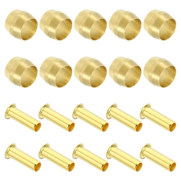 Uxcell 40 Pcs Brass Compression Sleeves Ferrules for 1/4 Inch OD Hose Tube