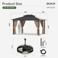 thumbnail image 2 of Aoxun 10'x12' Hardtop Gazebo, Aluminum Frame Permanent Pavilion with Netting and Curtains, Outdoor Polycarbonate Double Roof Canopy with Ceiling Fan, Designed for Lawn, Garden, Patio, Brown, 2 of 8