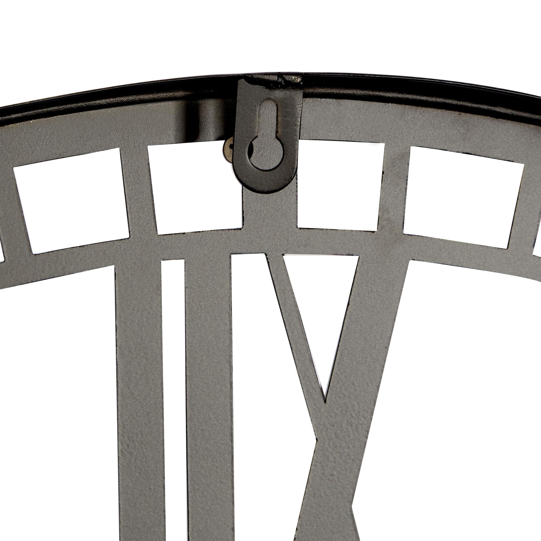 DecMode 28" Dark Gray Metal Open Cutout Frame Wall Clock