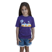 Girl's Surfing Dog T-Shirt by Rare Threads, Purple Youth Medium