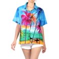 thumbnail image 5 of HAPPY BAY Button Down Shirt for Women Casual Summer Beach Party Short Sleeve Tropical Vacation Blouse Shirt Blouses Button up Hawaiian Shirts for Women L Palm Evening, Blue, 5 of 5
