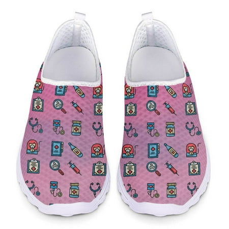 

Medical Pattern Female Loafers Womans Slip on Flats Plus Size Shoes for Women Shoes 2024 Summer Mesh Sneaker Ladies Footwear