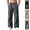 Black, variant on Men Elastic Drawstring Wide Leg Cargo Pants Diagonal Side Flap Pockets Quick Dry Ripstop Baggy Urban Skate Outdoor Casual Trousers Yellow M