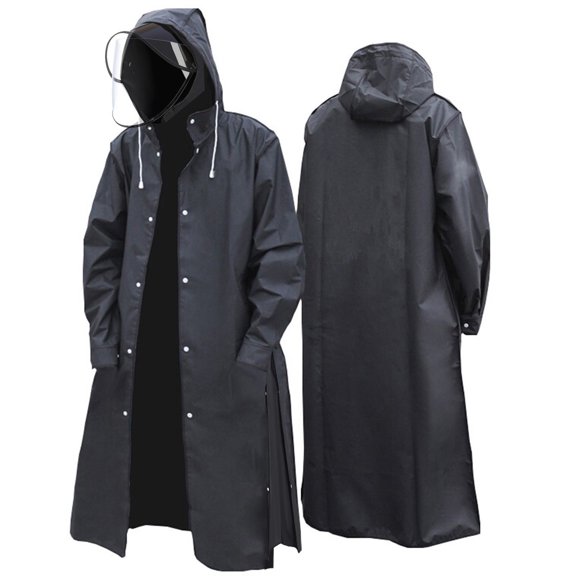 Sentmoon Raincoat Stylish Waterproof Hooded Jackets Long Sleeve with Zipper Sunscreen Outdoor Ponchos for Running Backpacking Travel XXL