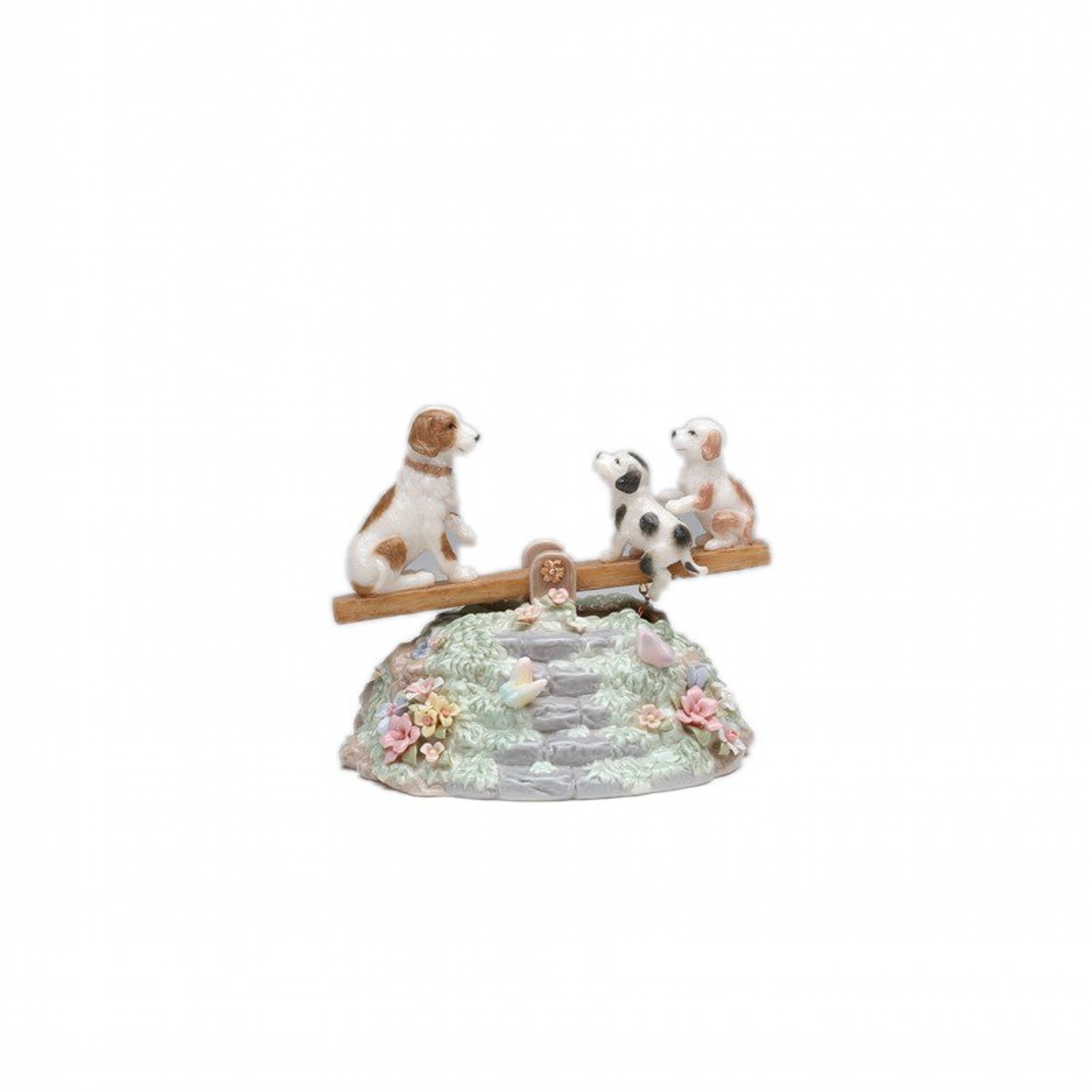 Cosmos SA49112 Fine Porcelain Puppies on Seesaw Musical Figurine 4-1/4-Inch 