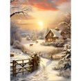 thumbnail image 1 of Pintura de diamante 5D DIY, taladro redondo completo, escena exterior de invierno, decoración del hogar, 30x40cm, 1 of 9