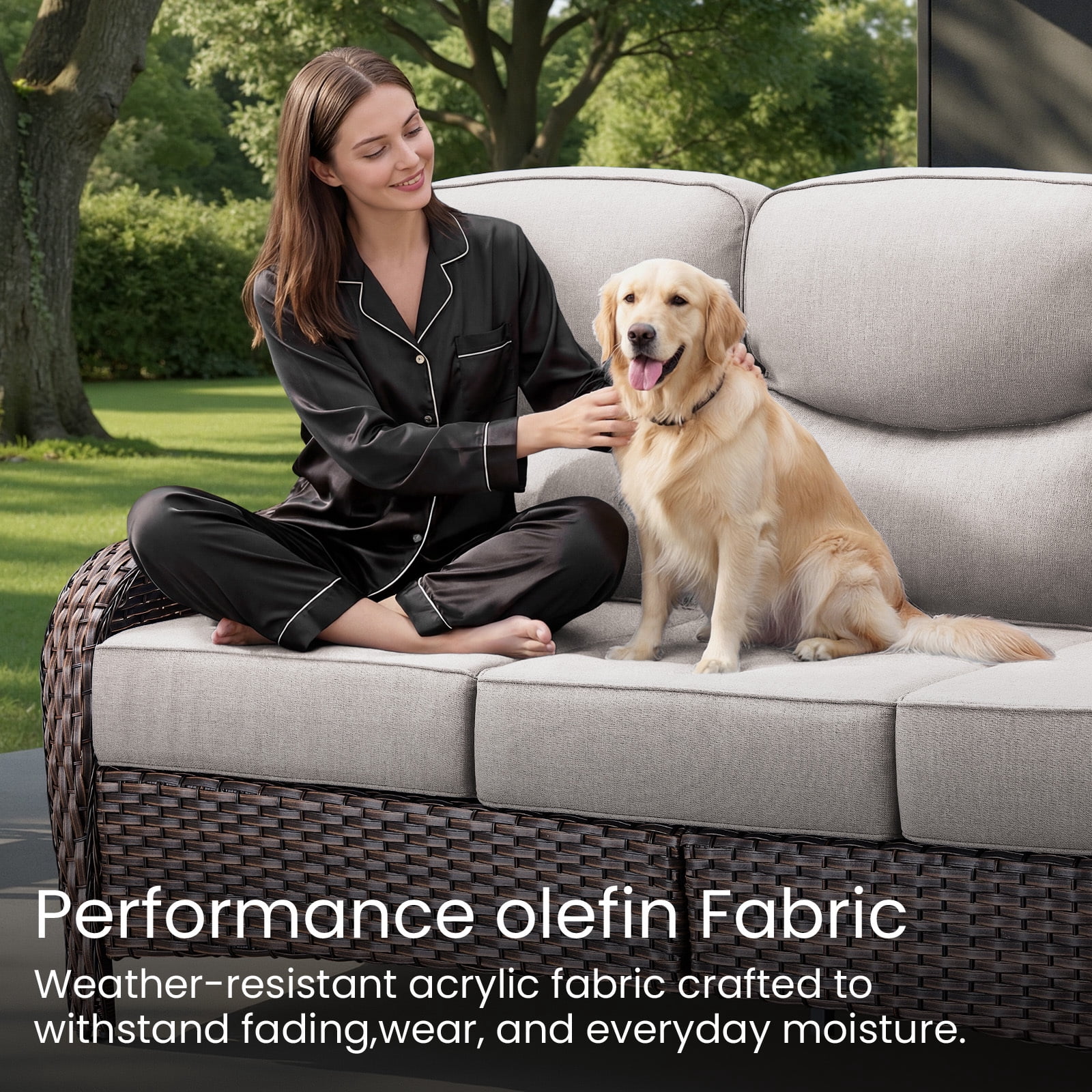 Bellefurn Outdoor Seat Cushions 22 X 24 X 6 inch for Patio Furniture,Outdoor Chair Cushions Outdoor Deep Seat Cushion with Water Resistant & Removable Cover Patio Cushions for Wicker Chair,Sofa,Couch