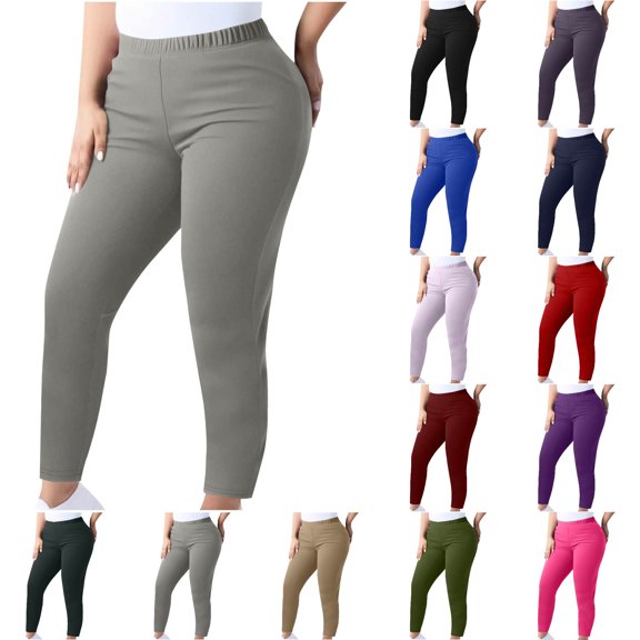 Nugftut Womens Plus Size Leggings Fitness Exercise Stretch Soft Pants High Waisted Lounge Gym Yoga Pants