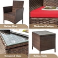 thumbnail image 6 of 3-Piece Rattan Patio Bistro Set, All-Weather PE Rattan Furniture with 2 Chairs & Coffee Table, Soft Cushions, Weather-Resistant for Balcony, Backyard, Porch, 6 of 10