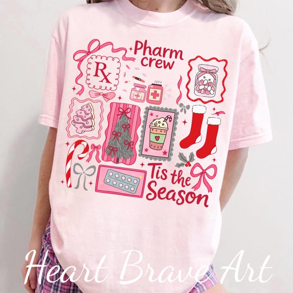 Christmas Pharmacy Crew Shirt, Christmas Nurse Shirt, Holiday Nurse Shirt, Coquette Cute Nurse Medical Tee