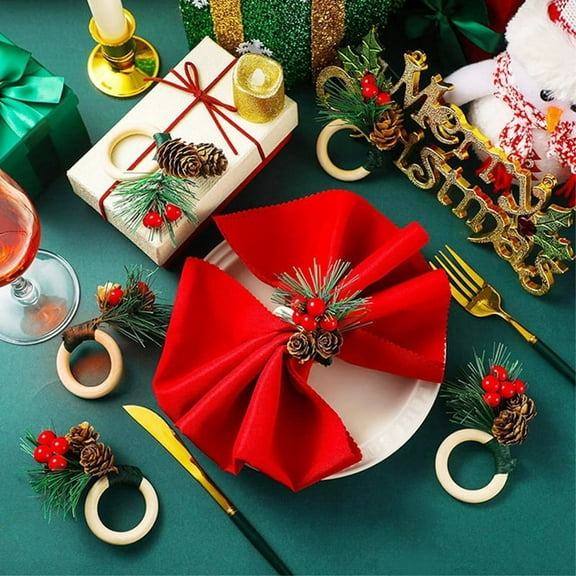 Christmas Napkin Ring Set Christmas Napkin Ring Christmas Holiday Dinner Table Decoration B