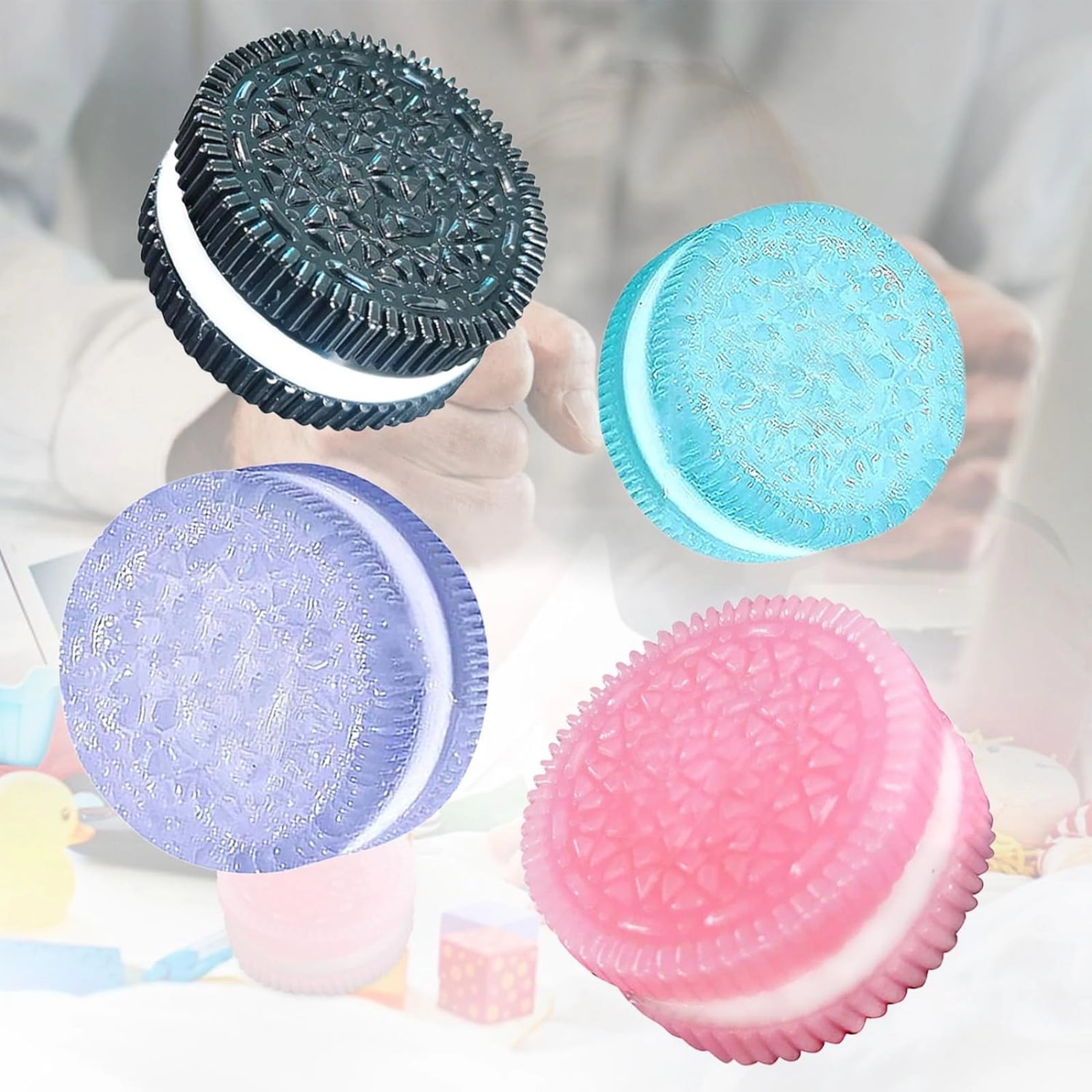4 pcs taba squishy, cookies squishy toys, pinching sandwich simulation squishies, ultra soft squishy fidget toys, silicone squeeze toys for stress relief toys