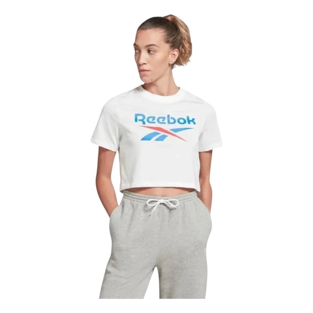 Playera Reebok Mujer Crop Top Identity Blanco Casual blanco L