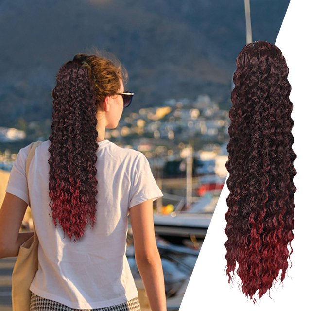 AYA Wig Female Ponytail Foreign Trade Drawstring Mesh Pocket Curly Hair Border Fiber Elastic Mesh Drawstring Ponytail