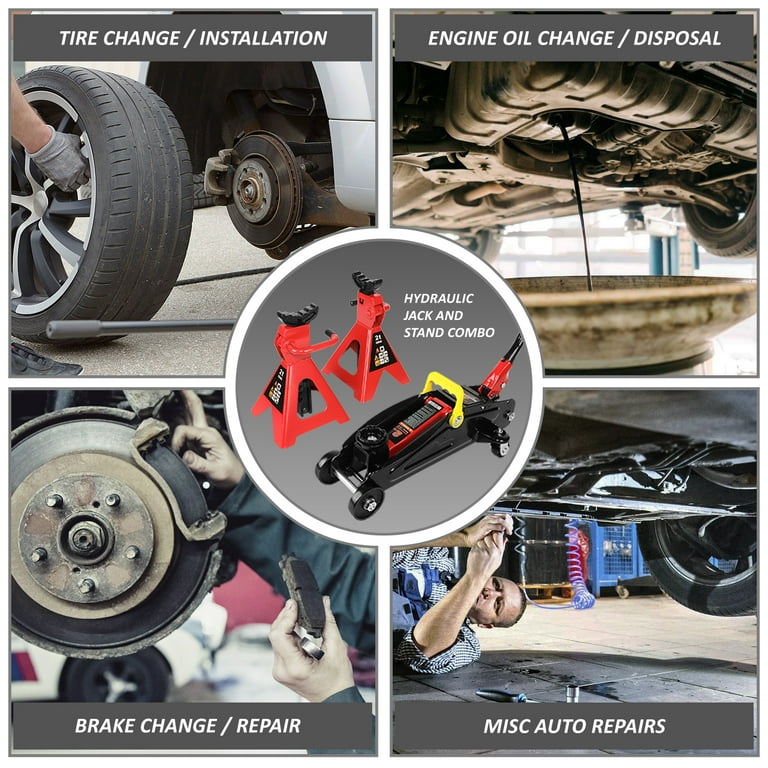 DNA Motoring Low Profile Hydraulic Trolley Floor Jack with 2