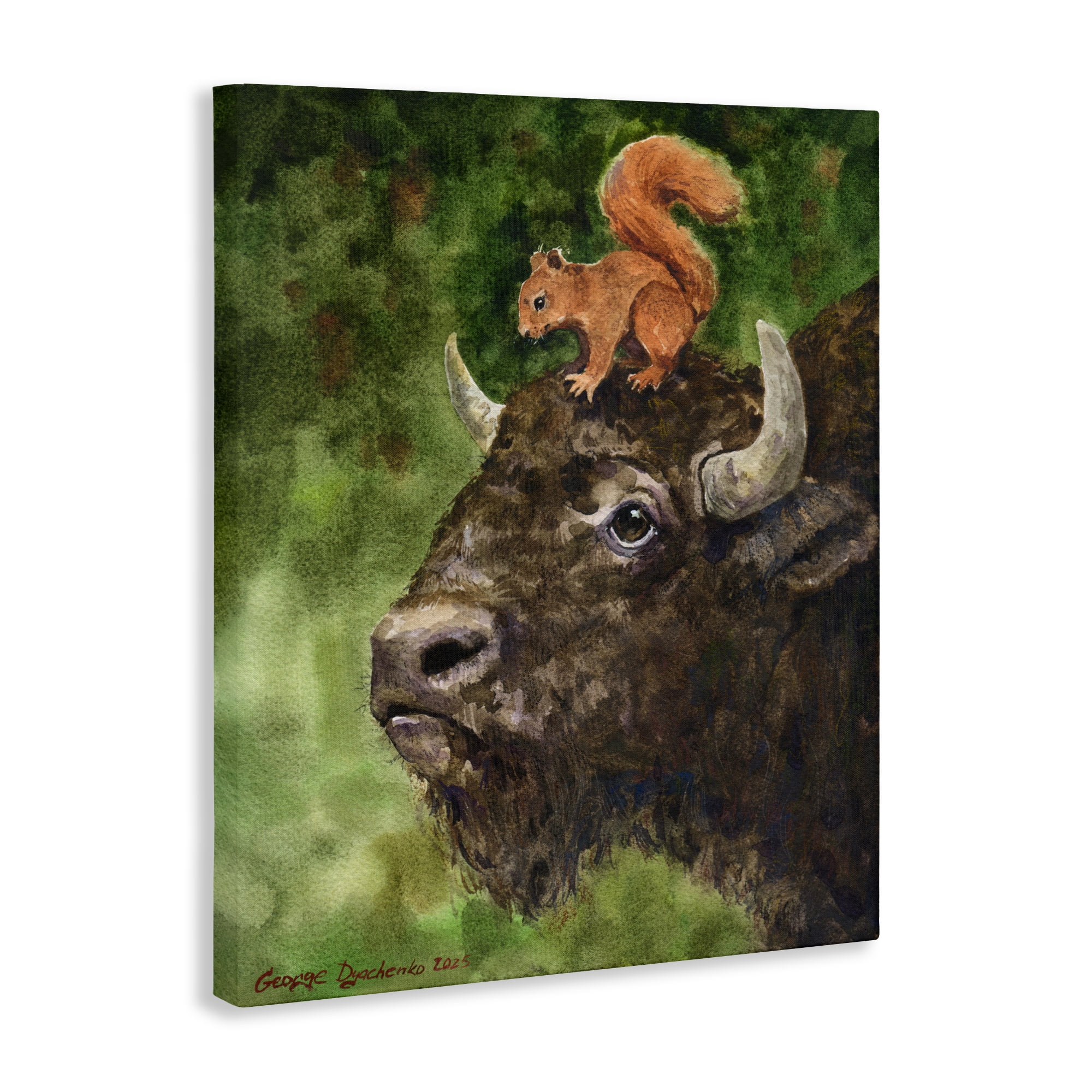 Stupell Industries Bison & Squirrel Duo Canvas Wall Art, design by George Dyachenko
