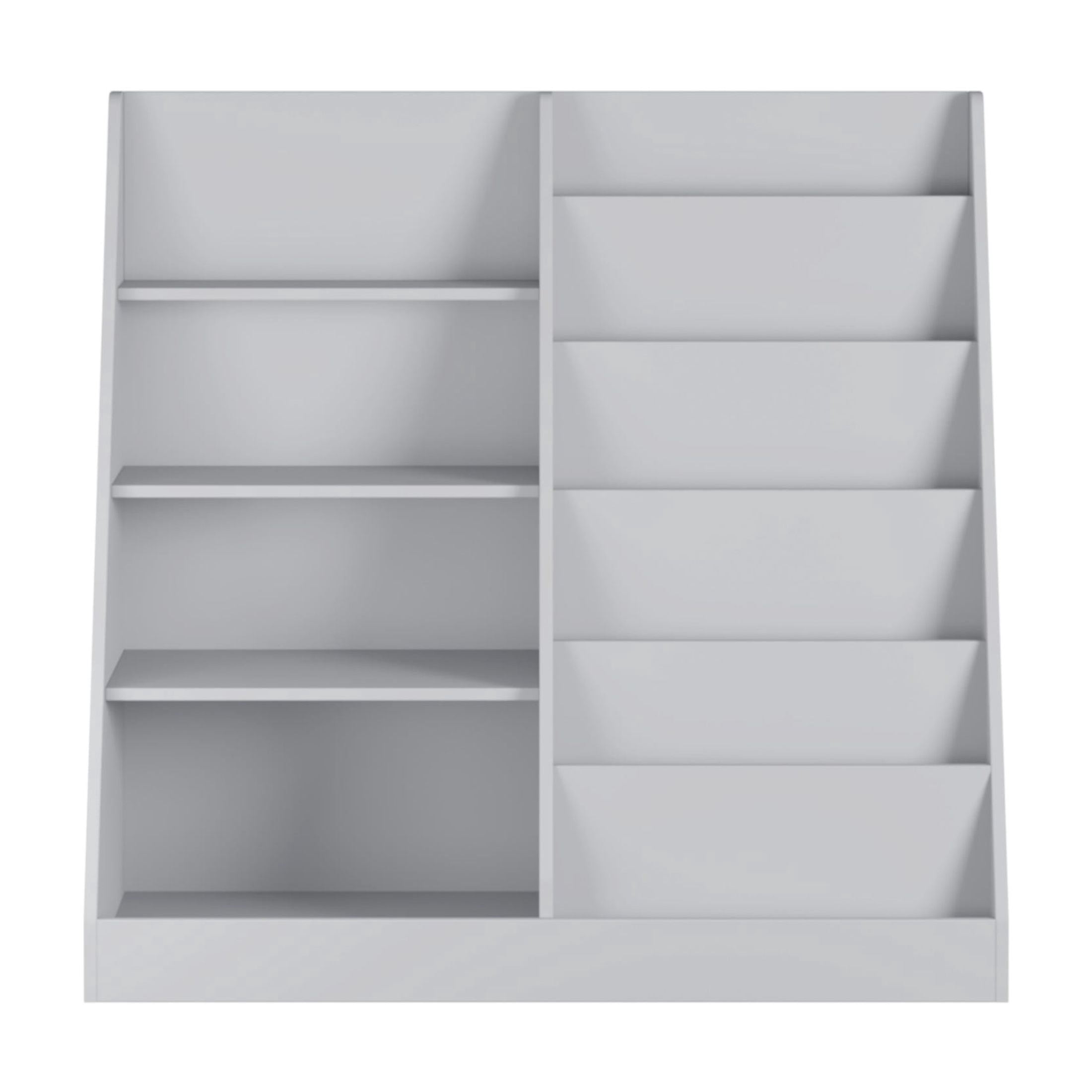 Alvantor Kids Bookshelf and Toy Storage Organizer, Multifunctional 4 Tier Wooden Bookcase for Nursery Playroom, Gray