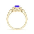 thumbnail image 2 of ANGARA Natural Cushion 1.6 ct Tanzanite Halo Ring in 14K Yellow Gold for Women (Size-8x6mm) | December Birthstone, Birthday, Anniversary, Jewelry Gift for Women | Natural Tanzanite Ring, 2 of 8