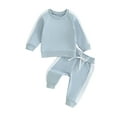 thumbnail image 1 of Gupgi Ensemble 2 Pcs Chandails en Molleton à Manches Longues Col Rond Contrasté pour Bébé Filles Pantalons Jogger Tenues Automne Hiver, 1 of 8
