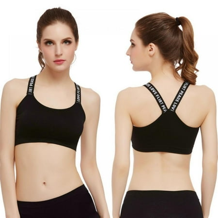 

Women Letter Racerback Wire-Free Padded Sports Bra
