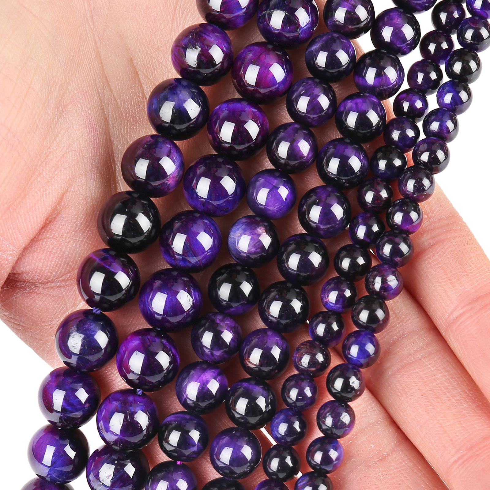 Rui Long Natural Round Amethyst Agate Loose Stone Beads Bulk for Jewelry Making 4mm 6mm 8mm 10mm 12mm (4mm)