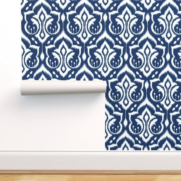 Removable Water-Activated Wallpaper Victorian Vintage Navy Blue Dec ...