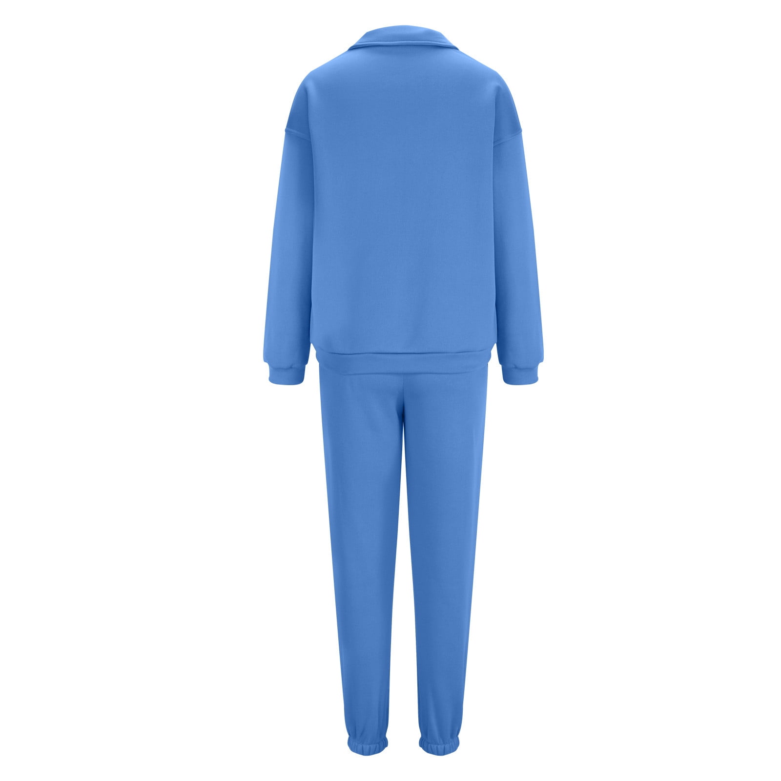 QATAINLAV Womens 2 Piece Outfits Long Sleeve Sweatsuits Sets Solid Casual Half Zip Sweatshirts and Joggers Sweatpants Fall Clothes Sales Today Blue S