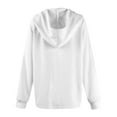 thumbnail image 6 of UoCefik Women Waffle Sweatshirt Fashion Knit Drawstring Long Sleeve Hoodies Fall Casual Henley V Neck Buttons Pullover Hooded Lightweight Basic Sweaters White S, 6 of 7