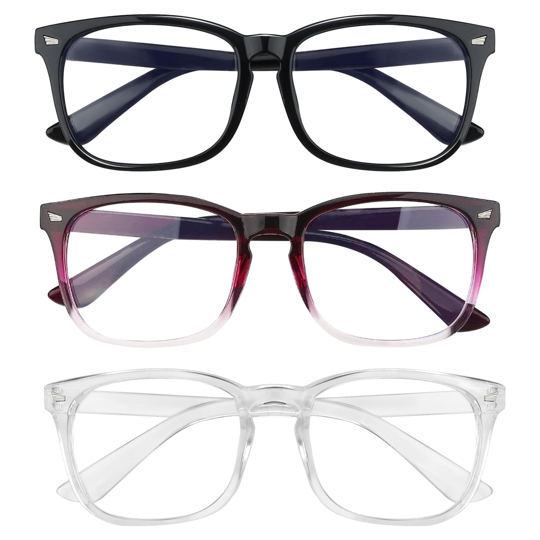 Blue Light Blocking Glasses for Screen Time, Anti Eye Strain Computer Glasses with UV Protection, Lightweight Non-Prescription Eyewear for Men and Women