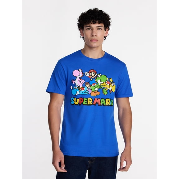 Super Mario and Yoshi Men's and Big Men's Graphic Tee with Short Sleeves, Sizes S-3XL