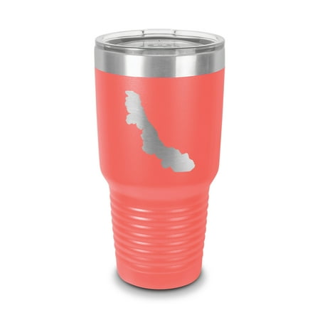 

Veracruz State Shaped Tumbler 30 oz - Laser Engraved w/ Clear Lid - Stainless Steel - Vacuum Insulated - Double Walled - Travel Mug - ve ver mexico free and sovereign state of - Coral