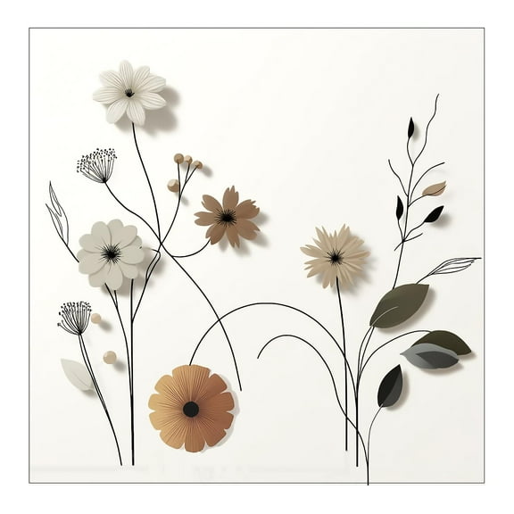 24x24in A modern minimalistic floral motif 【Photo Paper】