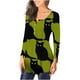 thumbnail image 3 of Camiseta informal para mujer, blusa estampada de manga larga con cuello redondo y fruncido Fridja  fjkfkj2087, 3 of 6