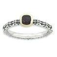 thumbnail image 1 of 925 Sterling Silver 14k Checker Cut Rhod. Red Garnet Band Ring Size 5.00 Stackable Gemstone Birthstone June Rhodolite, 1 of 7