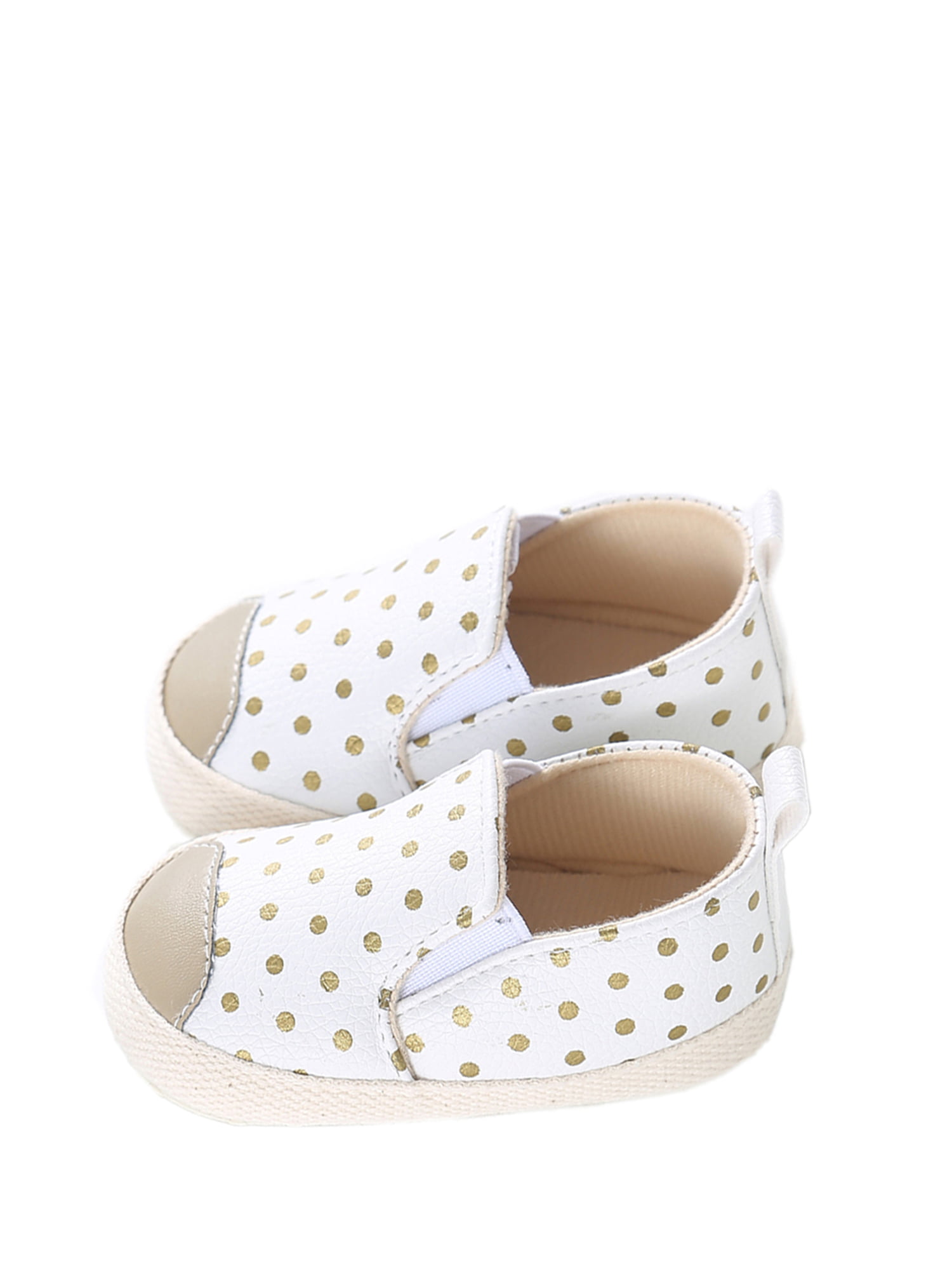 New Girls Soft Baby Slippers Black White Polka Dots Mary Jane Shoes SZ 6-12mos 