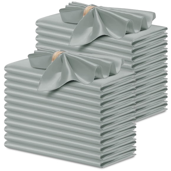 Servilletas de satén P Pothuiny, 24 unidades, 43 x 43 cm, cuadradas plateadas